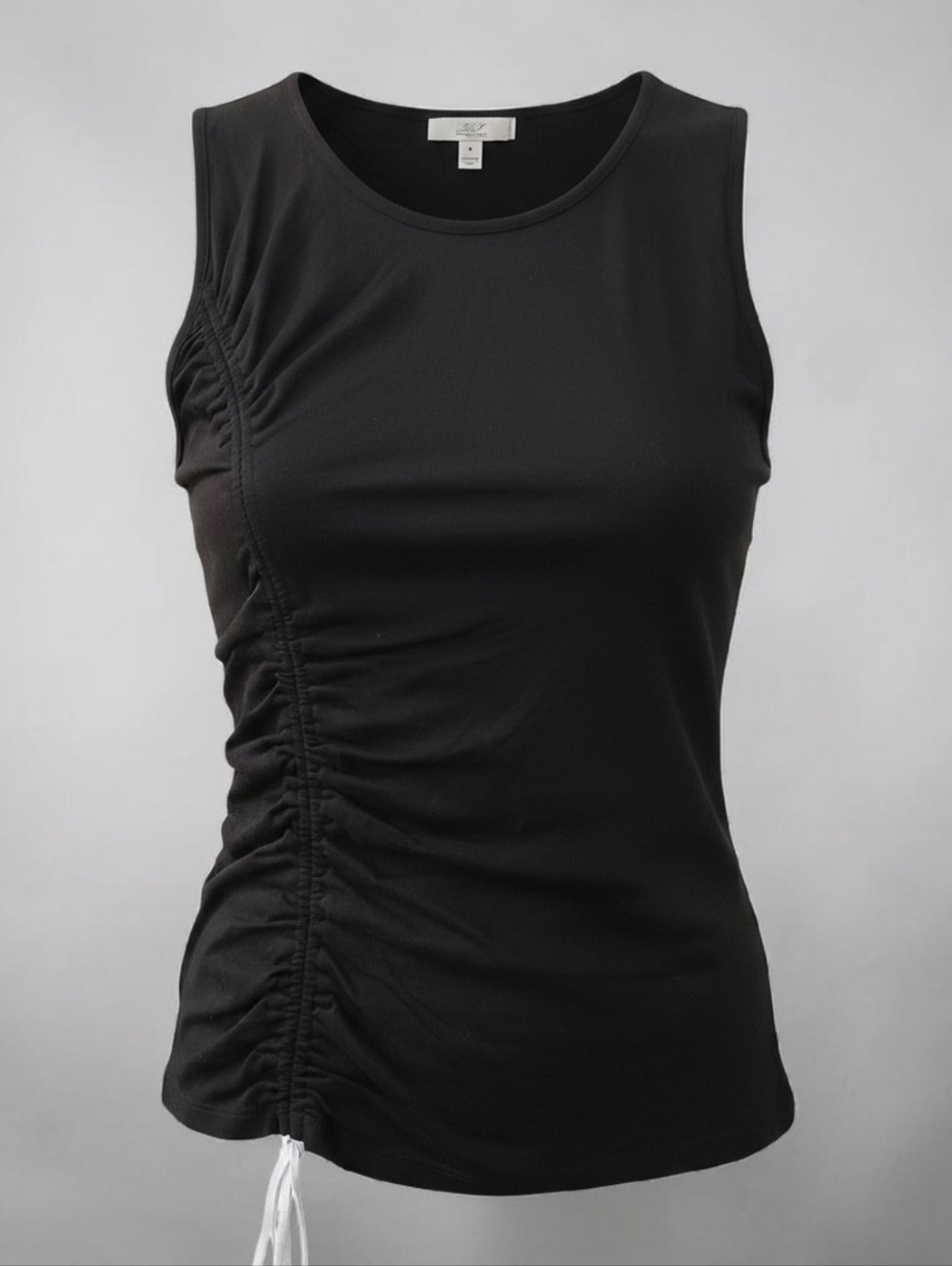 cinq a sept Black Ruched Sleeveless Tank